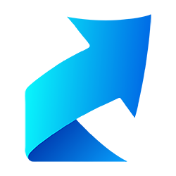 Curved 3D Upward Blue Arrow PNG