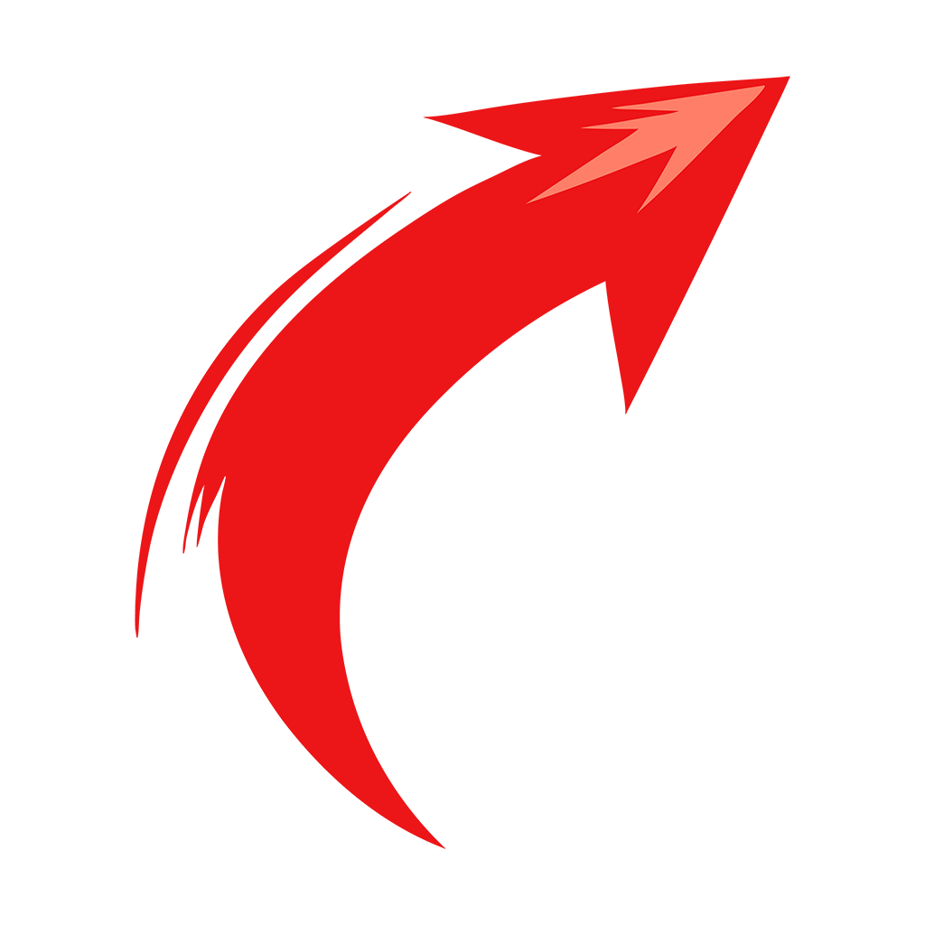 Curved Red Arrow PNG transparent background
