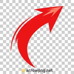 Curved Red Arrow PNG for UI and graphics