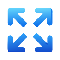 Glossy blue diagonal arrows indicating expansion, resizing, or movement Lowres