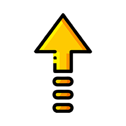 Yellow upward arrow with a geometric design (Lowres).