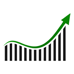 Growth Chart with Upward Arrow PNG lowres