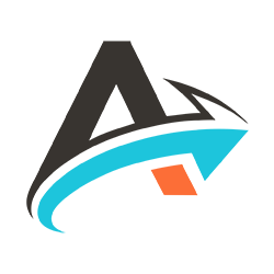 Stylish Letter A logo with a blue and orange