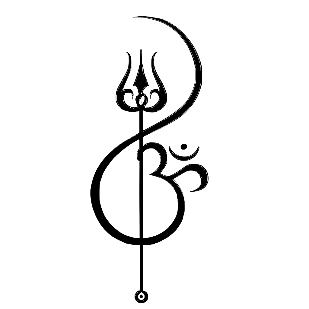 Stylish trishul with Om tattoo design PNG with transparent background