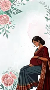 Elegant baby shower invitation with Indian woman illustration