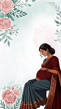 Elegant baby shower invitation with Indian woman illustration