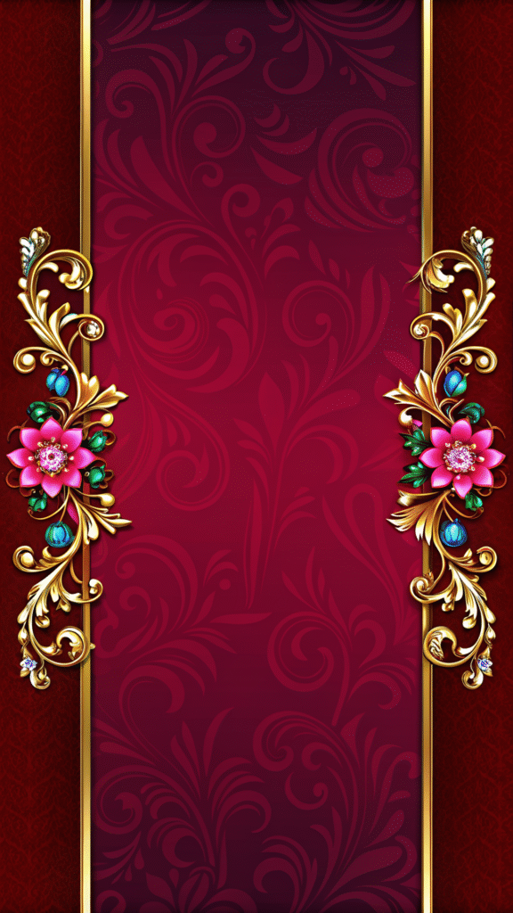 Blank background wedding invitation card design in red and gold