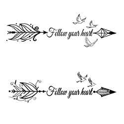 Follow your heart with arrow tattoo PNG image transparent background