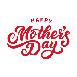 Happy Mother's Day Text PNG in bold red font with transparent background