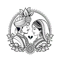 Hindu wedding featured clipart of Indian bride and groom