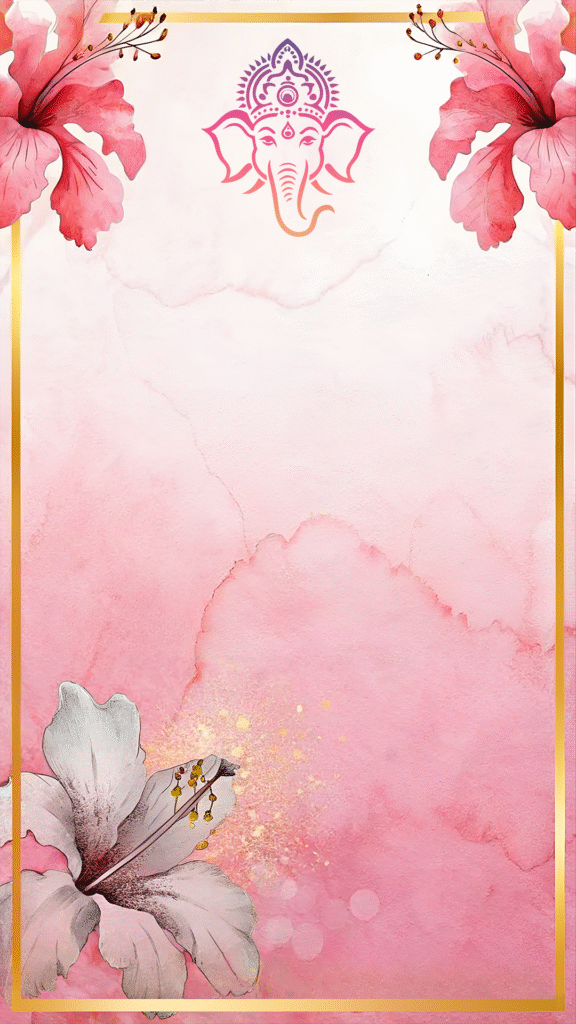 Hindu wedding card PNG design with Ganesha and floral frame