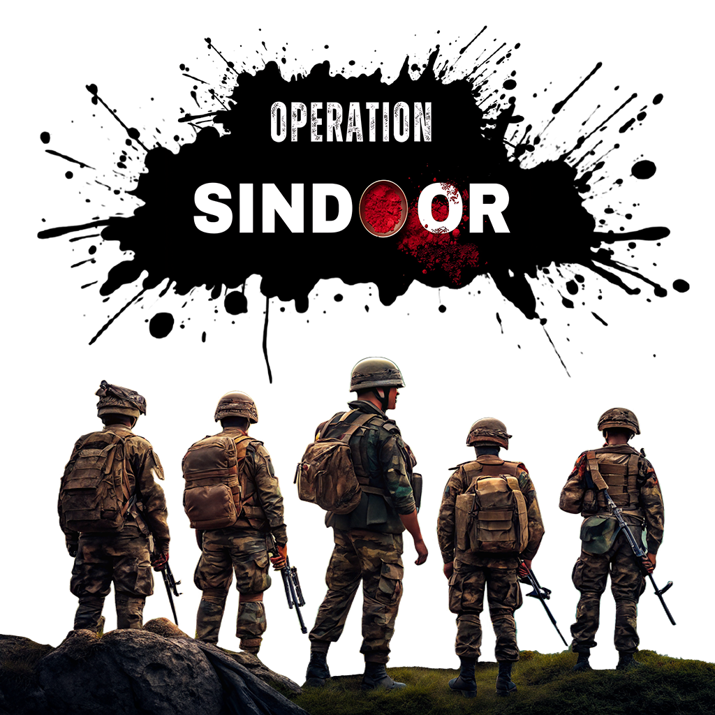 Indian Army soldiers with Operation Sindoor logo PNG transparent background