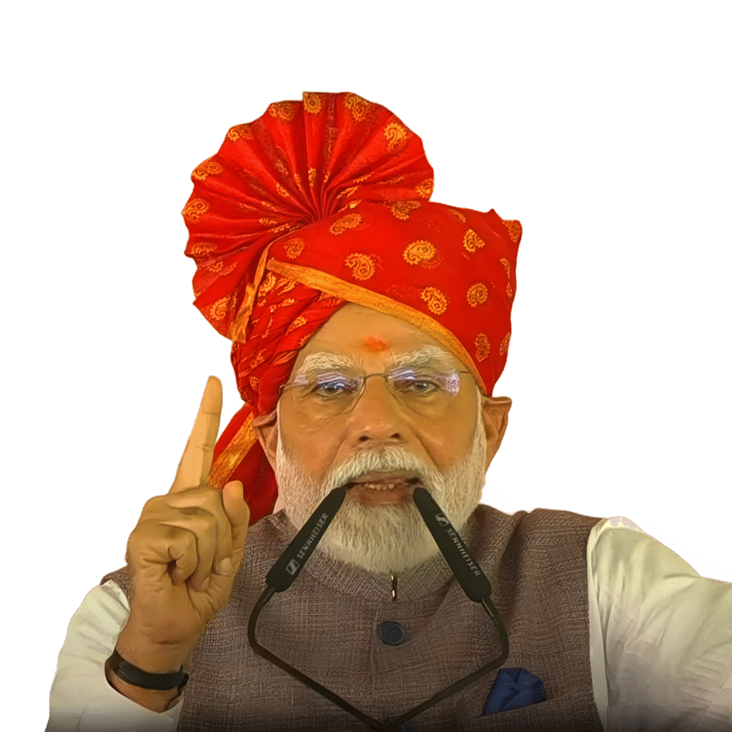 High-resolution PNG of Narendra Modi With Bikaner Pagdi with transparent background