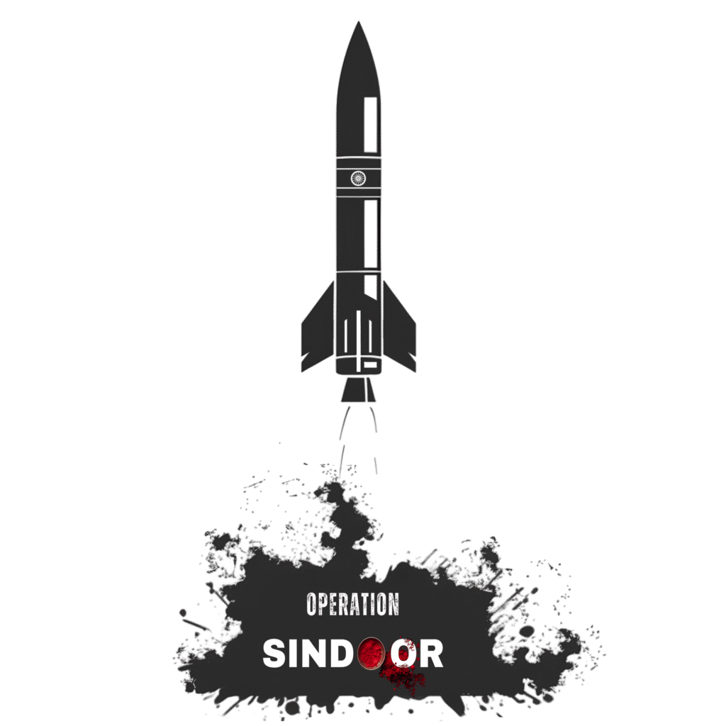 Operation Sindoor logo featuring missile attack illustration – Military defense symbol