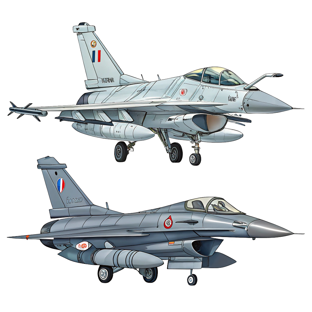 Download a high-quality Rafale vs F16 PNG image with transparent background. Ideal for military comparisons, defense content, and educational projects.