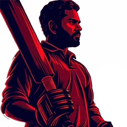 Bold Red-Themed Rohit Sharma Cricket Art