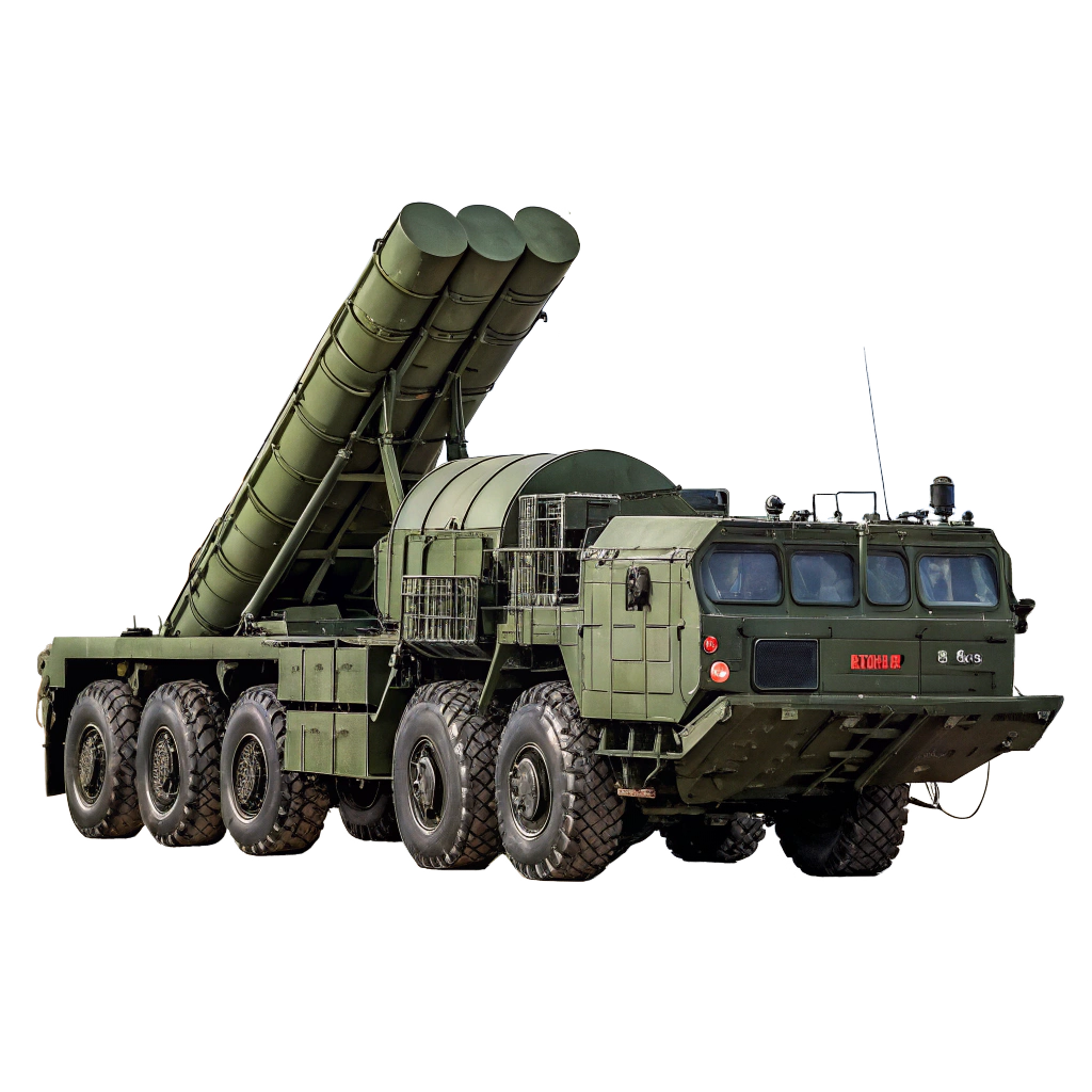 High-resolution PNG image of S-400 missile launcher system used by Indian defense forces