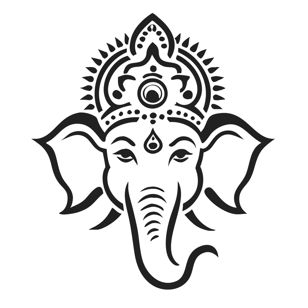 Black silhouette Ganesha png free Download with transparent background