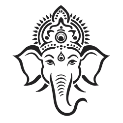 Transparent background Ganesha PNG silhouette in black