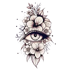 Feminine eye and flower tattoo design for hand