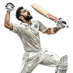Virat Kohli celebrating in cricket whites – Retirement tribute PNG with transparent background