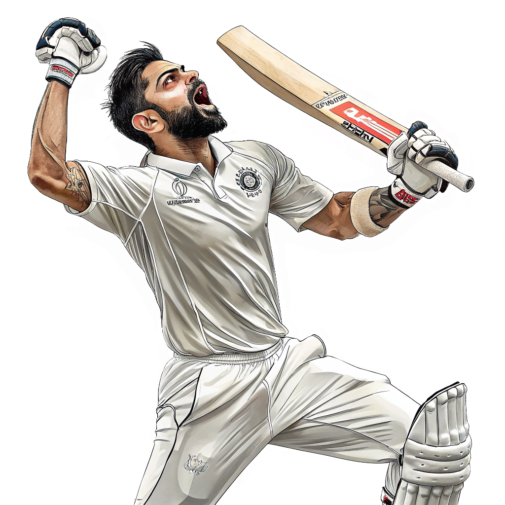 Virat Test Retirement Tribute PNG celebration pose – transparent background