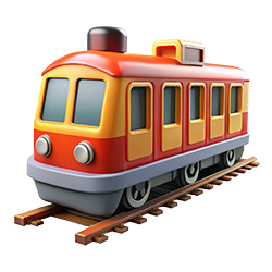 Featured 3D train image in vibrant cartoon style