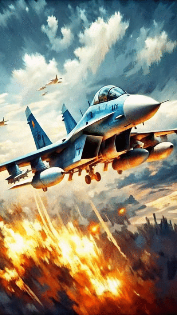 High-resolution PNG of aircraft attack with explosion