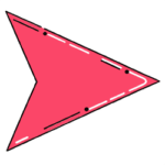 Bold arrow pointing right PNG in pink with dashed accents and transparent background