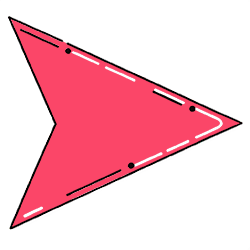 Bold arrow pointing right PNG in pink with dashed accents and transparent background