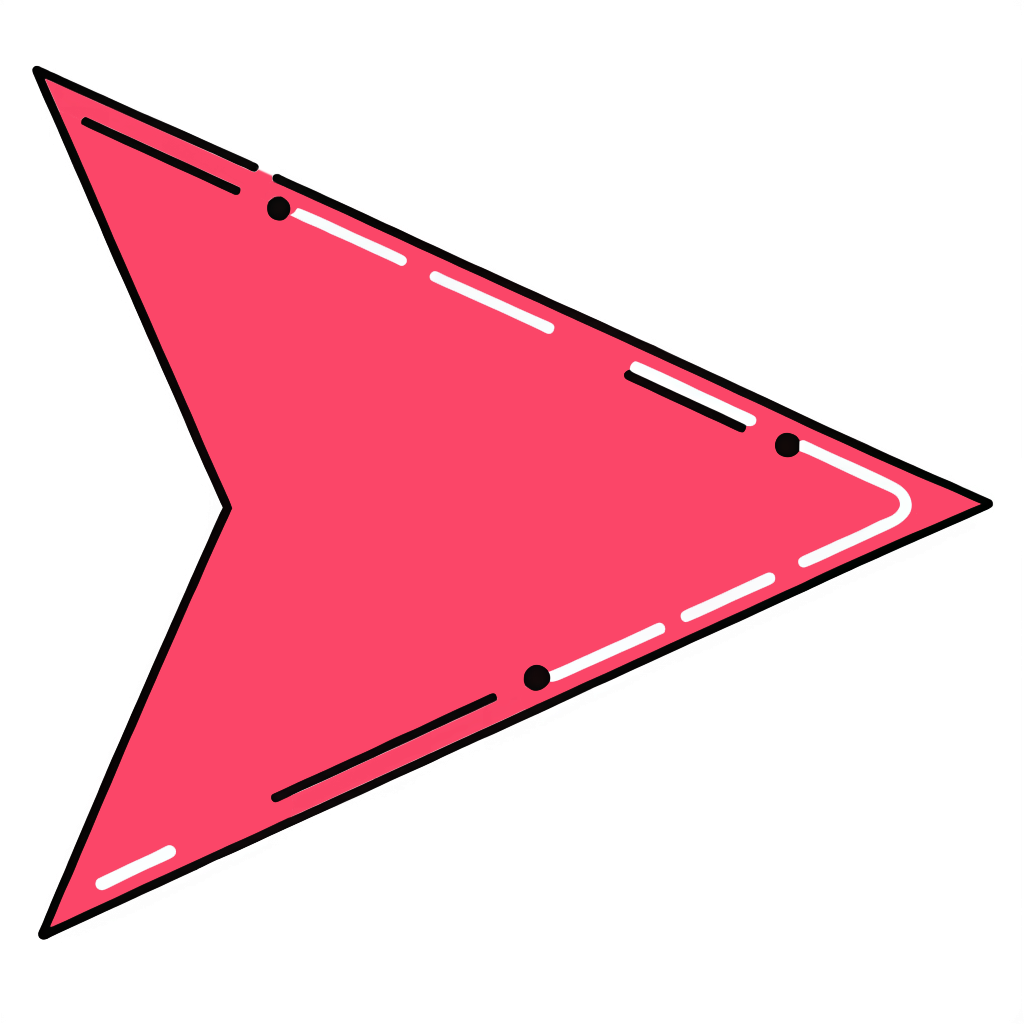 Arrow pointing right PNG with pink fill and dashed outline