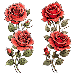Artistic red rose tattoo PNG for digital design