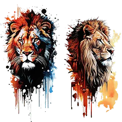 Colorful lion PNG image for featured use