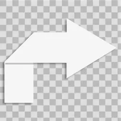 Transparent white arrow icon folded right