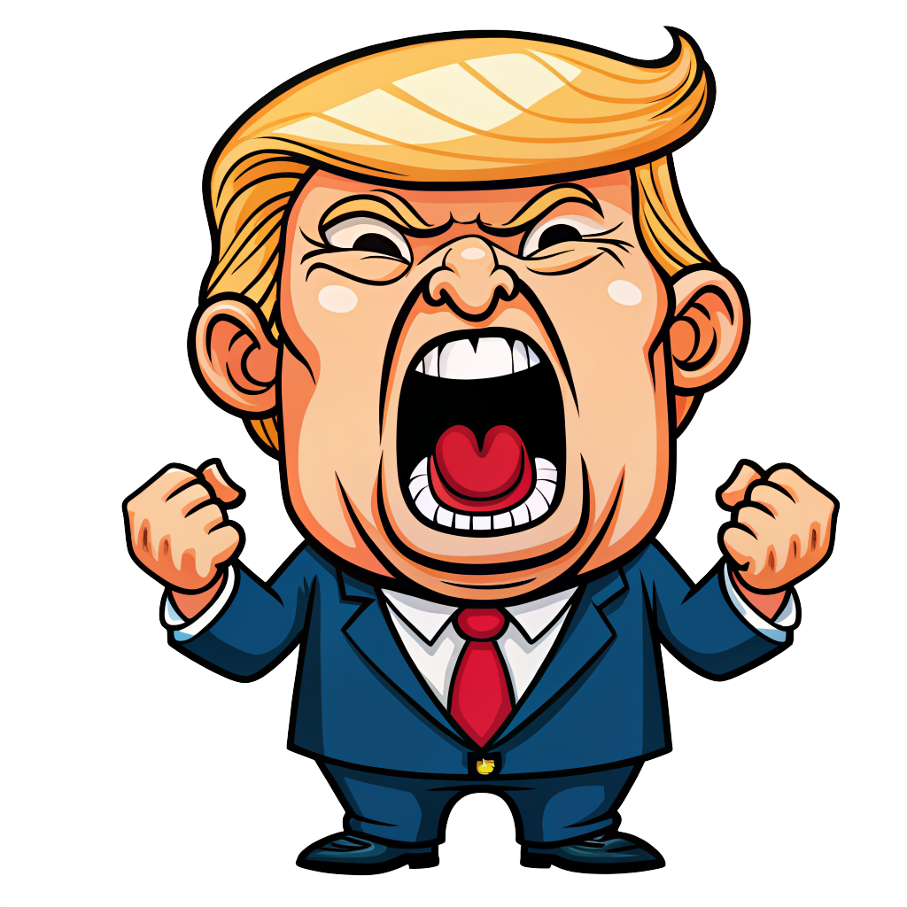 Angry Trump Cartoon PNG with yelling expression