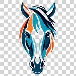 Artistic horse PNG illustration in bold colors