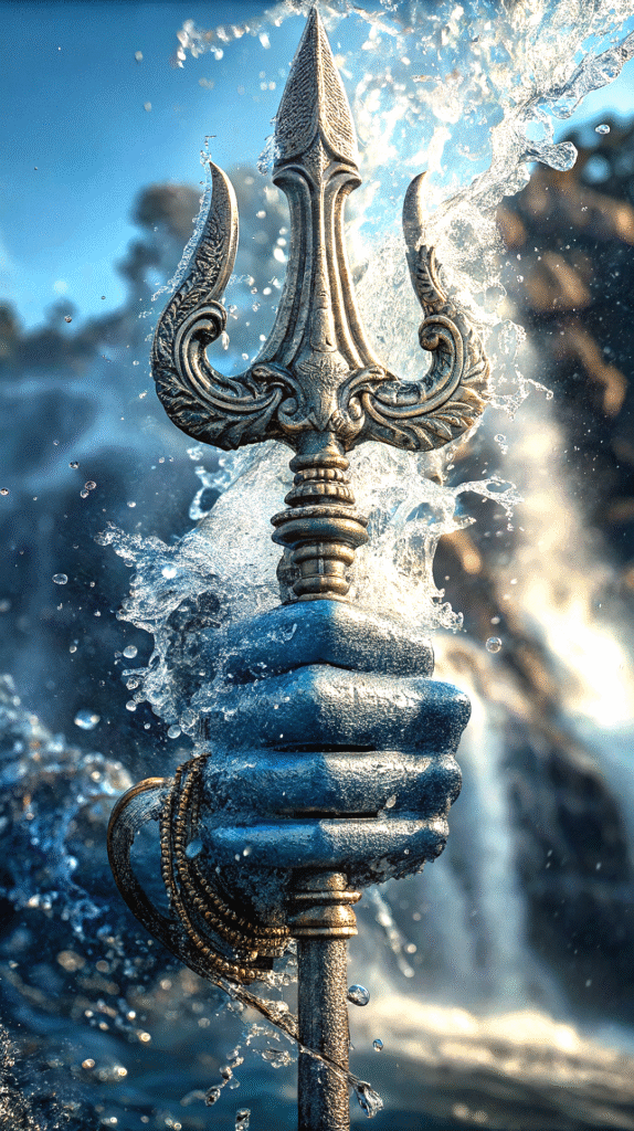 Lord Shiva with Trishul and water splash