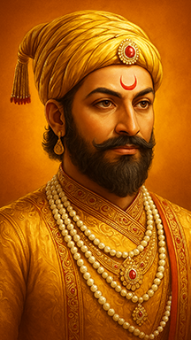 Chhatrapati Shivaji Maharaj HD portrait in golden attire