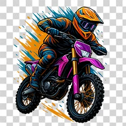 Action Dirt Bike Rider in Racing Gear Illustration