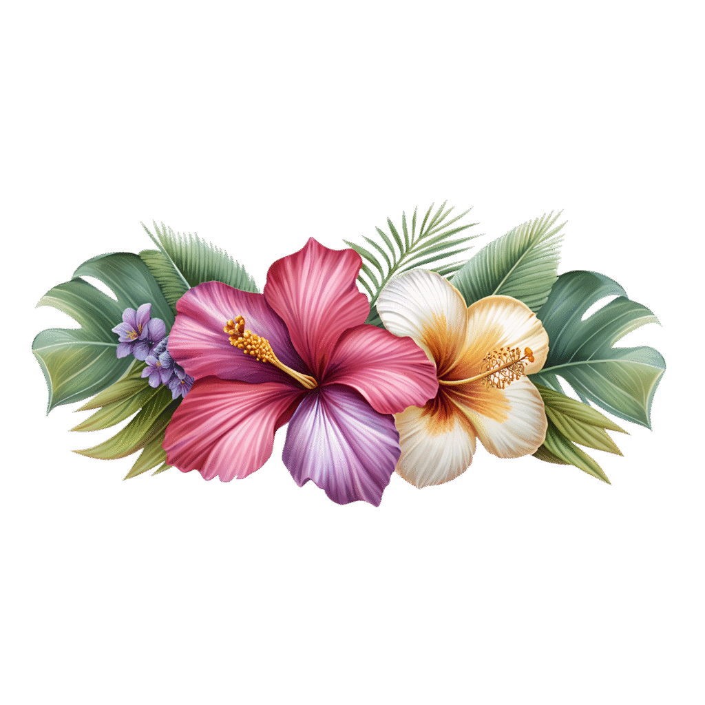 Jaswand flower with Durva grass PNG for Ganapati