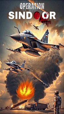 Operation Sindoor featured image with warplanes and fiery explosion