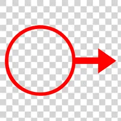 Red Circle with Arrow Symbol for Navigation and Highlights