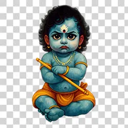 Baby Krishna transparent PNG with flute