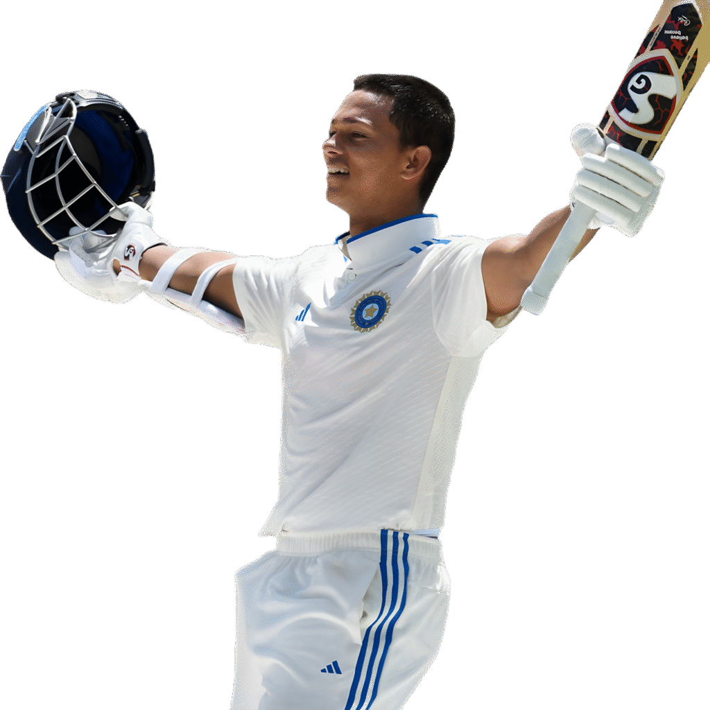 Yashashvi Jaiswal photo PNG with bat raised
