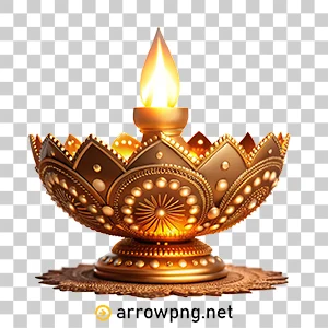 Golden Deepavali lamp PNG festive diya