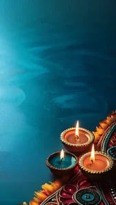 Home 48 Glowing Diwali diya background with decorative rangoli art