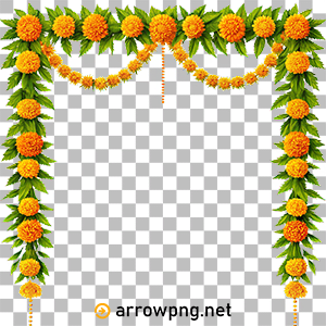 Diwali flower toran border PNG for festival decoration