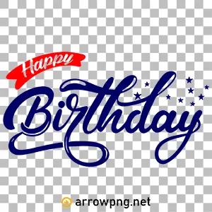 Blue Happy Birthday calligraphy design PNG free download