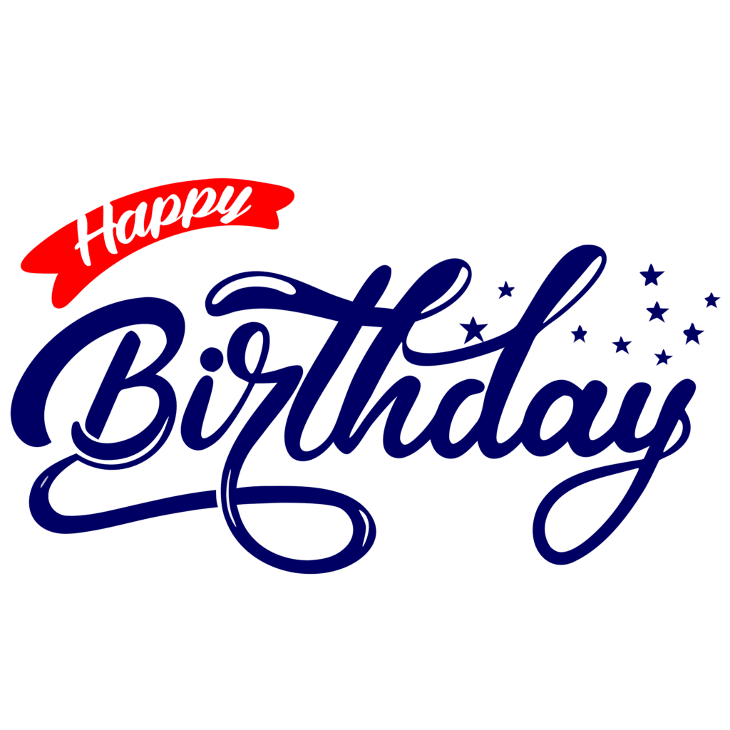 Happy Birthday calligraphy PNG free download with transparent background