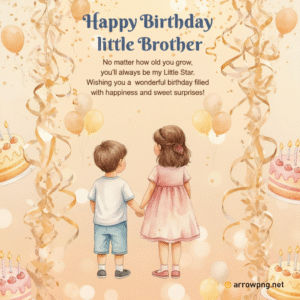 10 Best Chote Bhai Ko Birthday Wish in English | Heartfelt Messages 3 Happy birthday little brother greeting with kids holding hands.